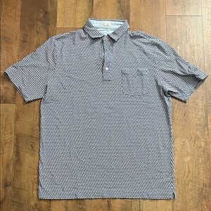 johnnie-O Navy and White Geometric Polo Shirt